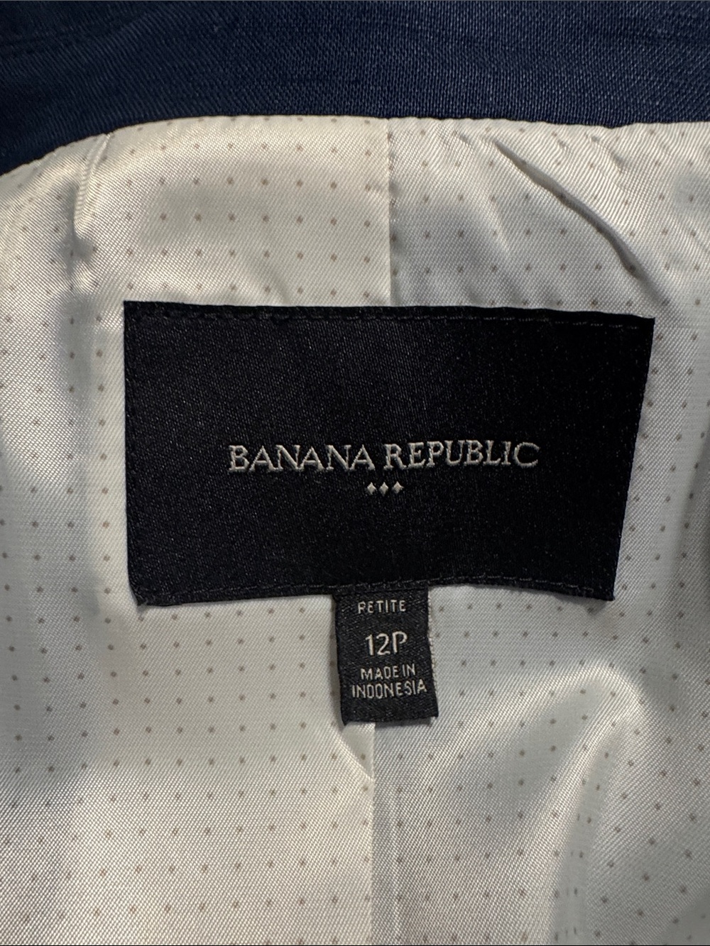 Banana Republic Navy Single-Breasted Linen/Cotton 3/4 Sleeve Blazer 0106